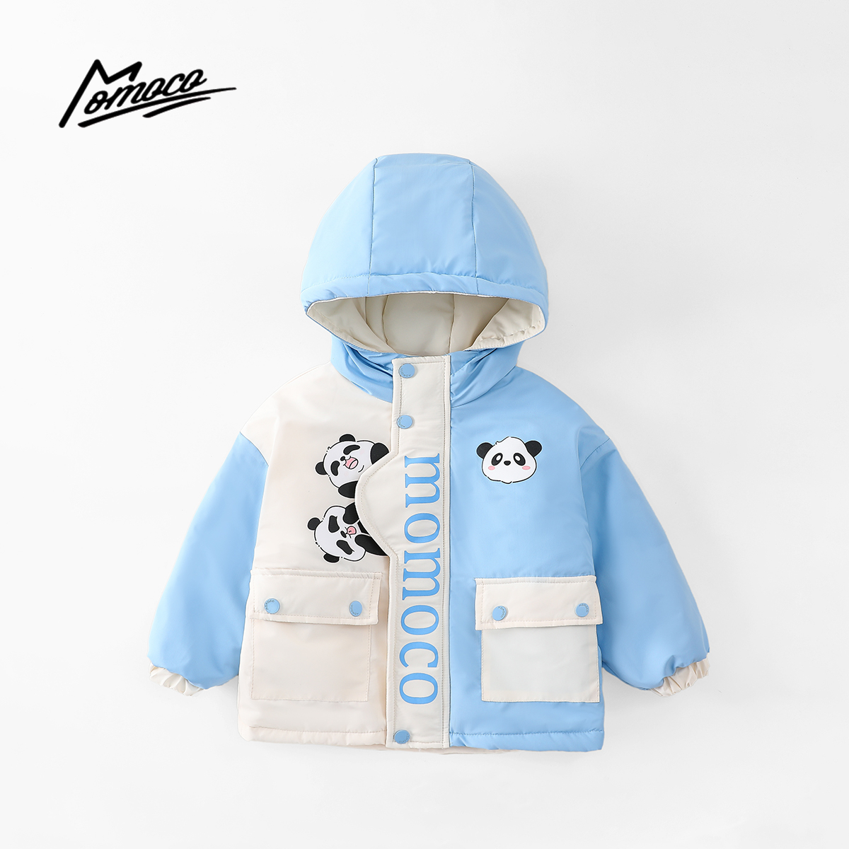 MOMOCO冬季新款男童韩版拼色休闲棉服外套77430107066