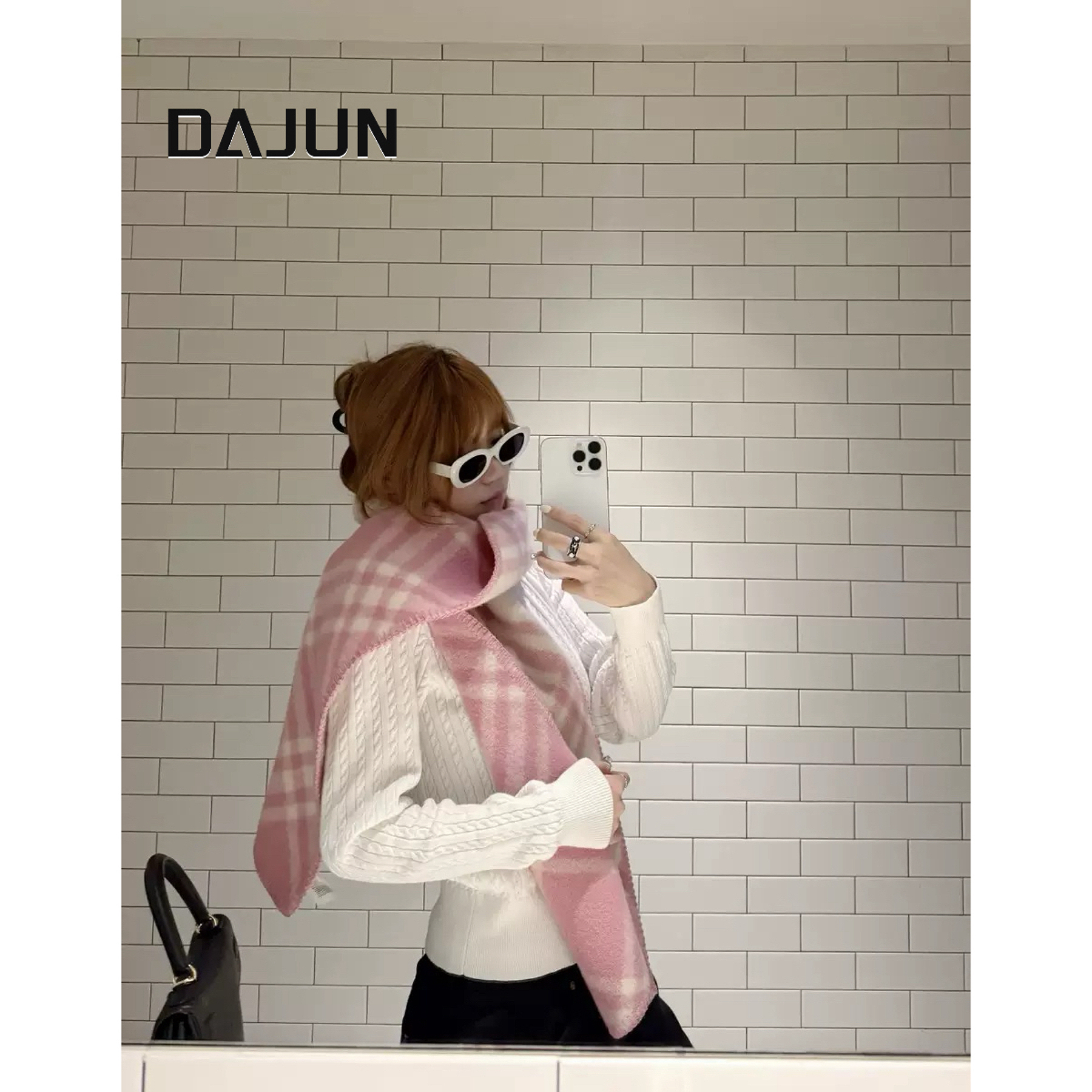 DAJUN大俊 经典格纹围巾女冬季保暖披肩百搭围脖