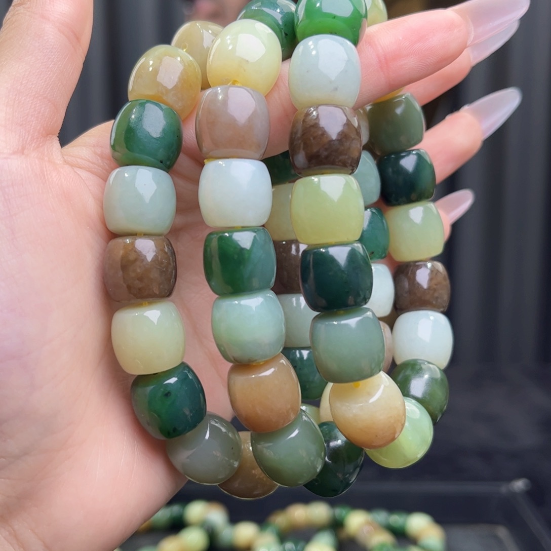 和田玉未镶嵌手链天然和田玉多宝微瑕14拍一发一