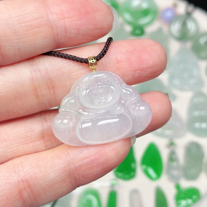 颈饰18K金镶嵌翡翠缅甸天然A货翡翠