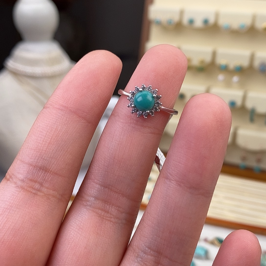 绿松石戒指银S925镶嵌