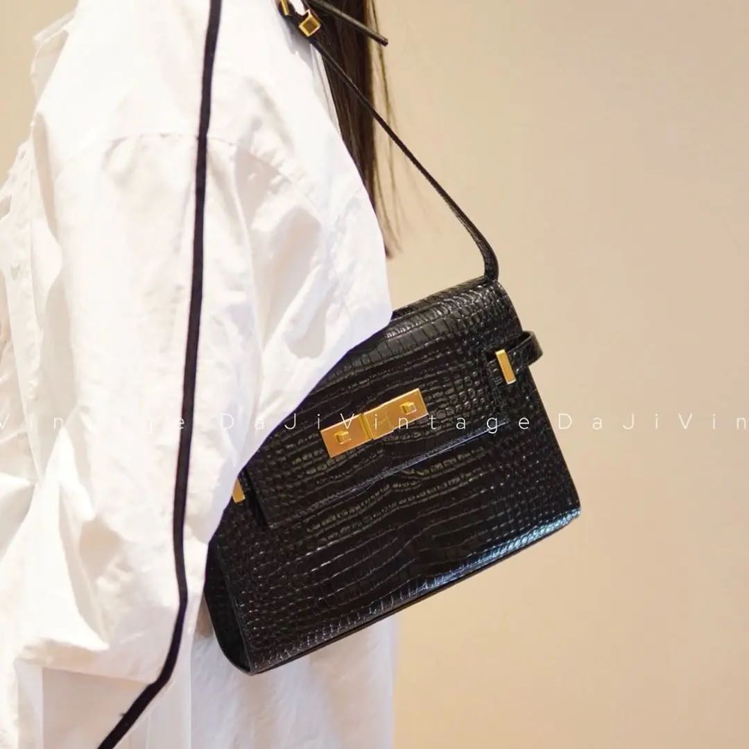 95新 YSL/圣罗兰 大吉中古/YSL圣罗兰黑金曼哈顿小号单肩包