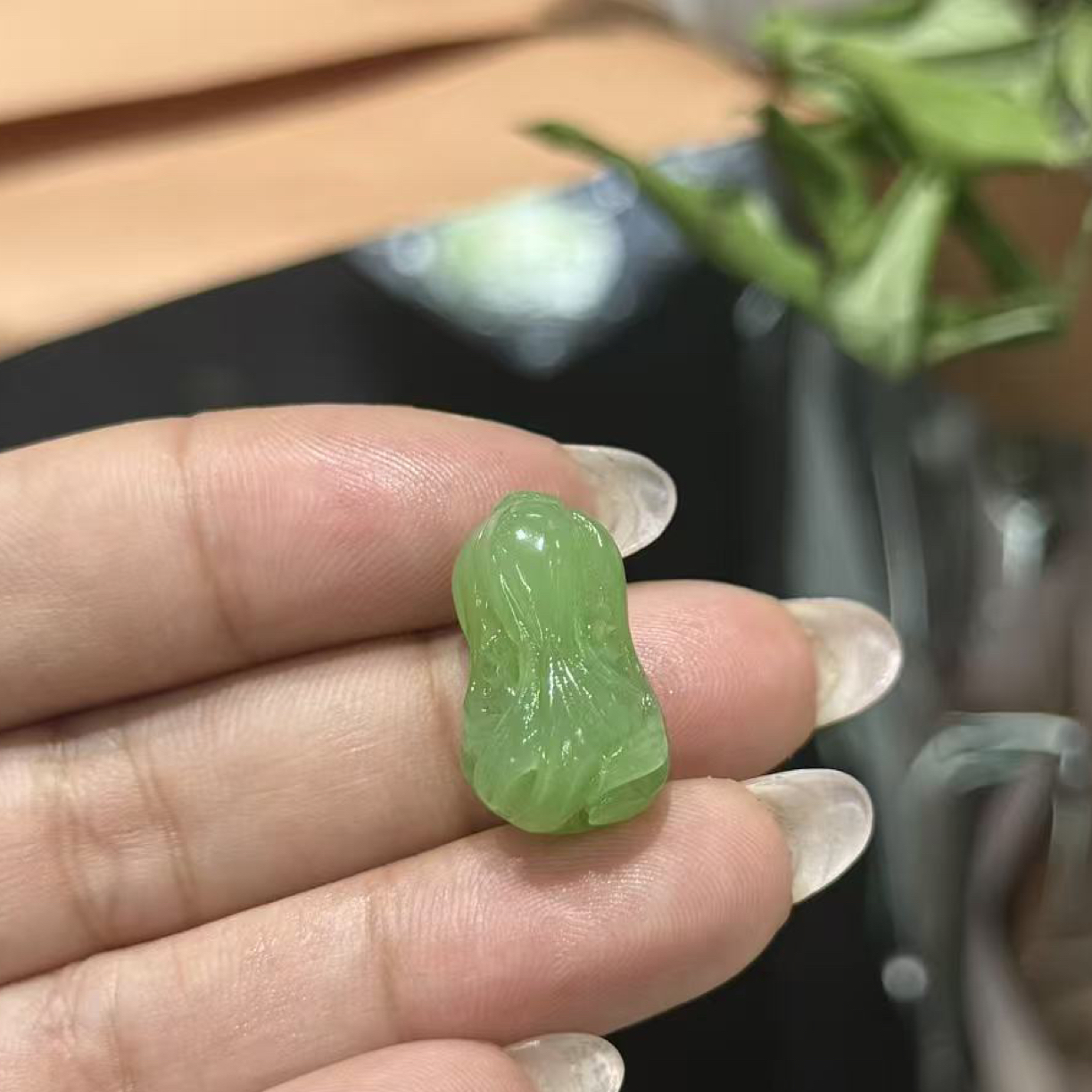 和田玉颈饰未镶嵌苹果绿百财TZ拍一发一