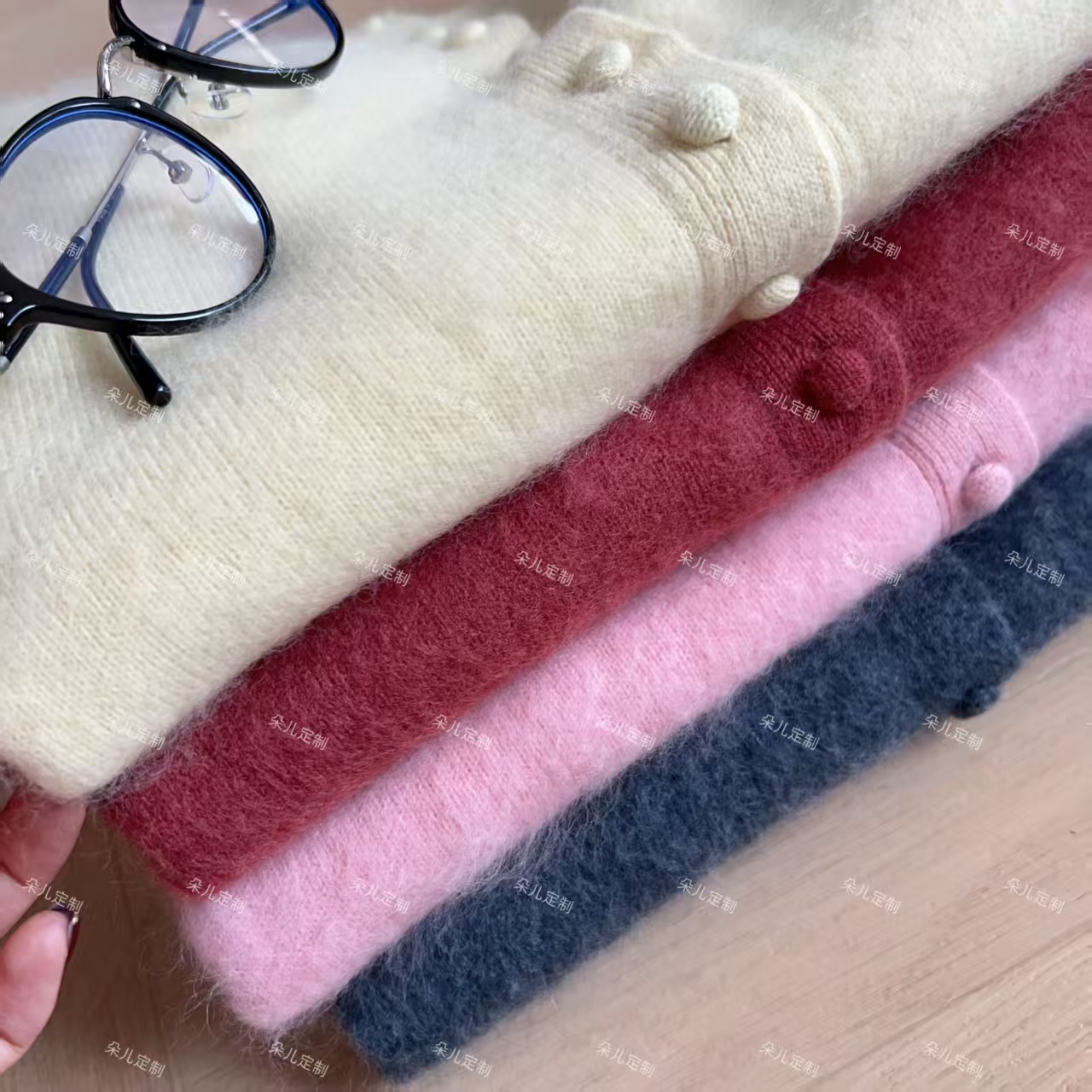 朵儿定制 【哪吒】百搭纯色圆领羊绒羊毛拉绒开衫 MA43