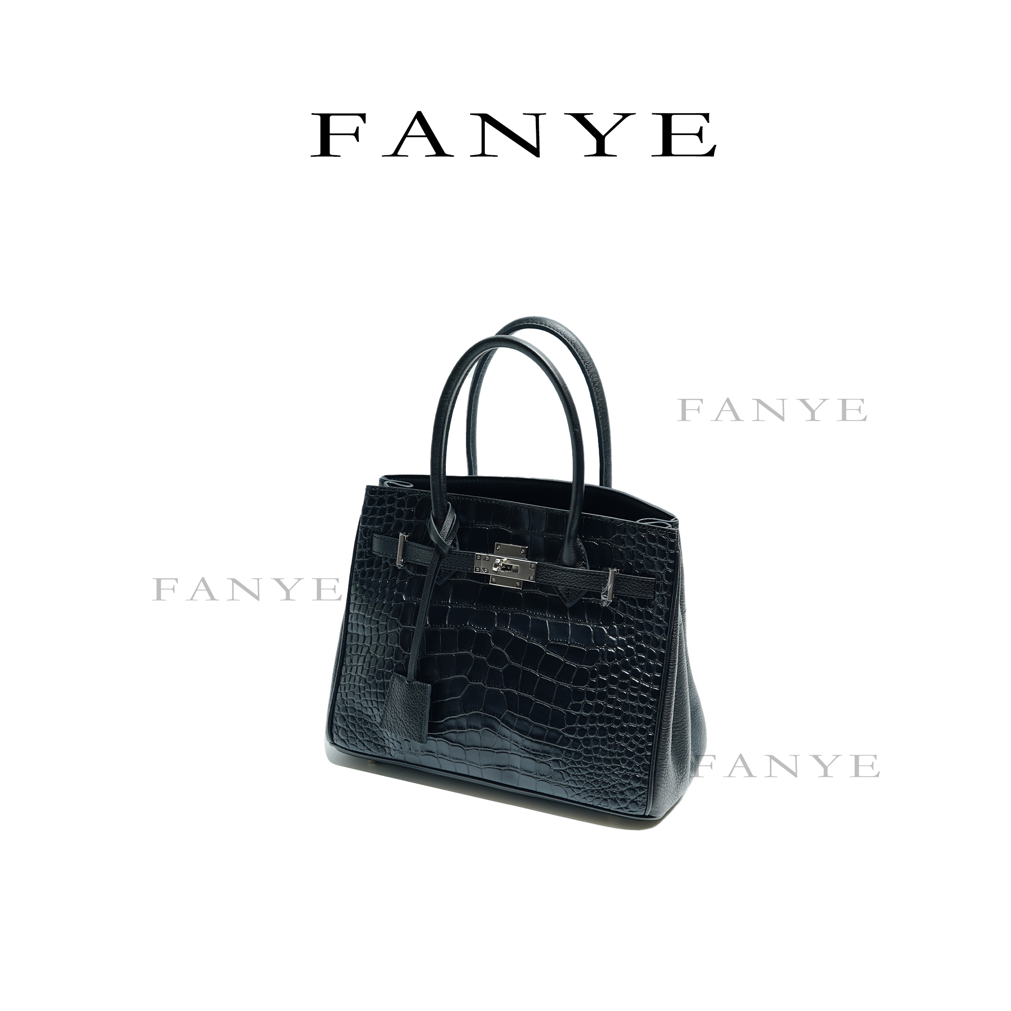 FANYE 2025新款极简风鳄鱼纹头层牛皮手提包