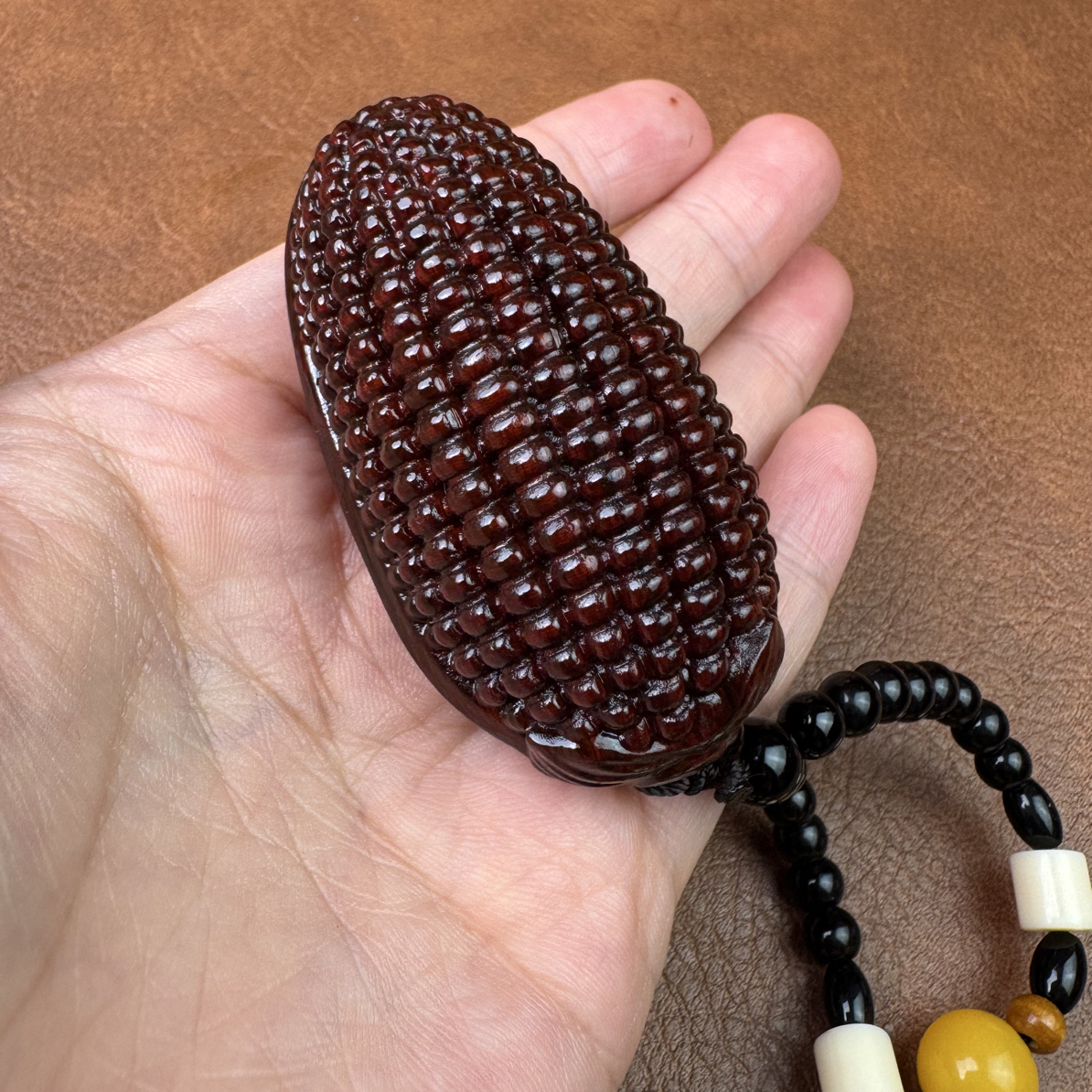 紫檀木玉米手把件车挂件