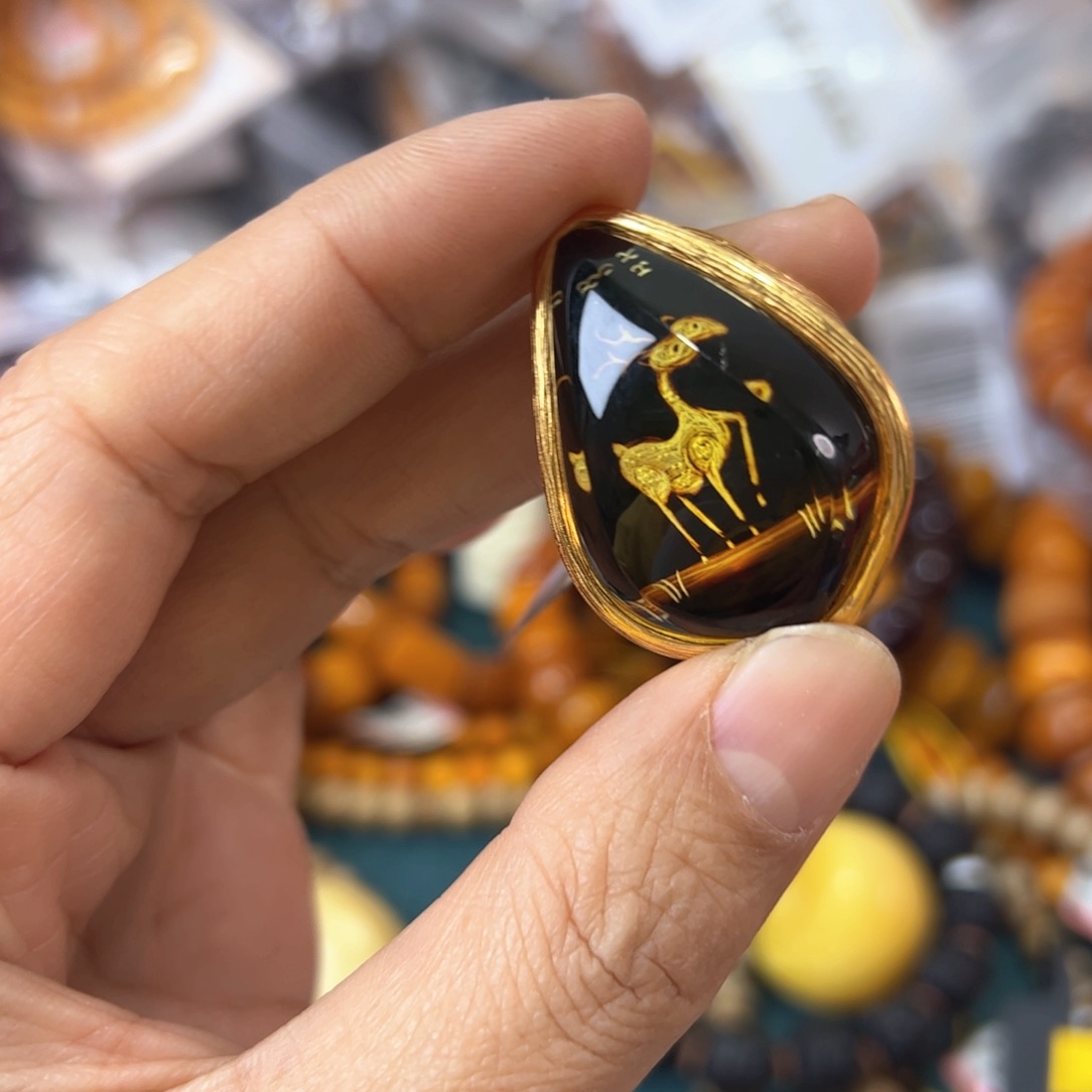 琥珀珠宝奇石银S925镶嵌393