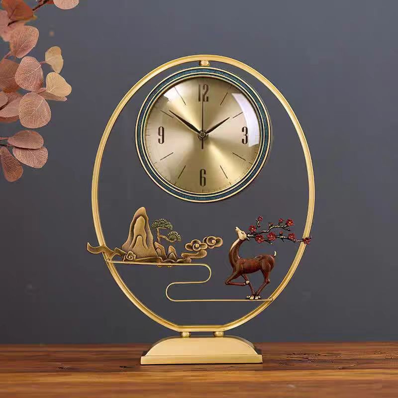 马可可家客厅家用时尚轻奢中式百搭新中国风创意新中式黄铜座钟