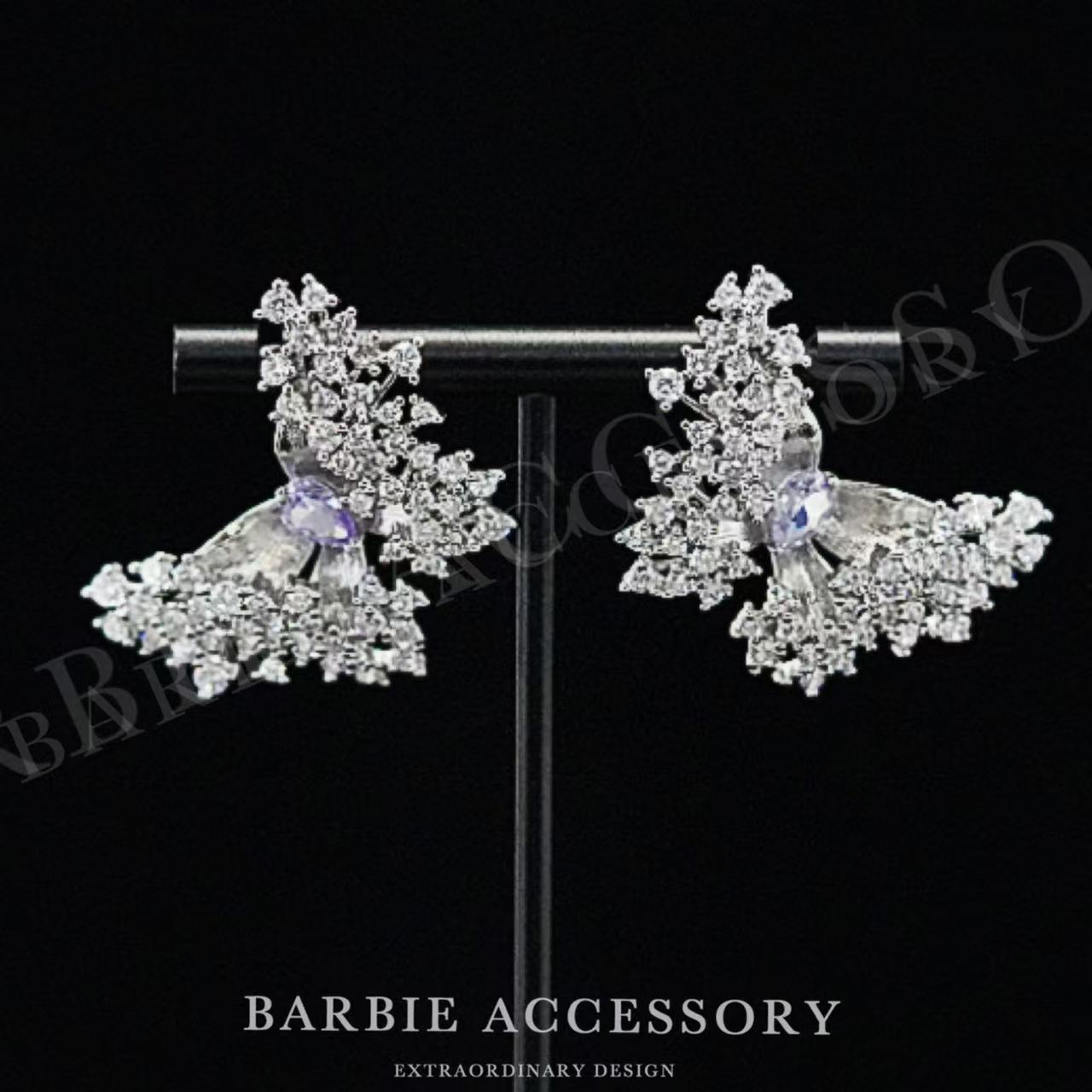 铜合金合成锆石耳饰 【紫羽蝶凌】法式中古轻奢设计款高级感耳环