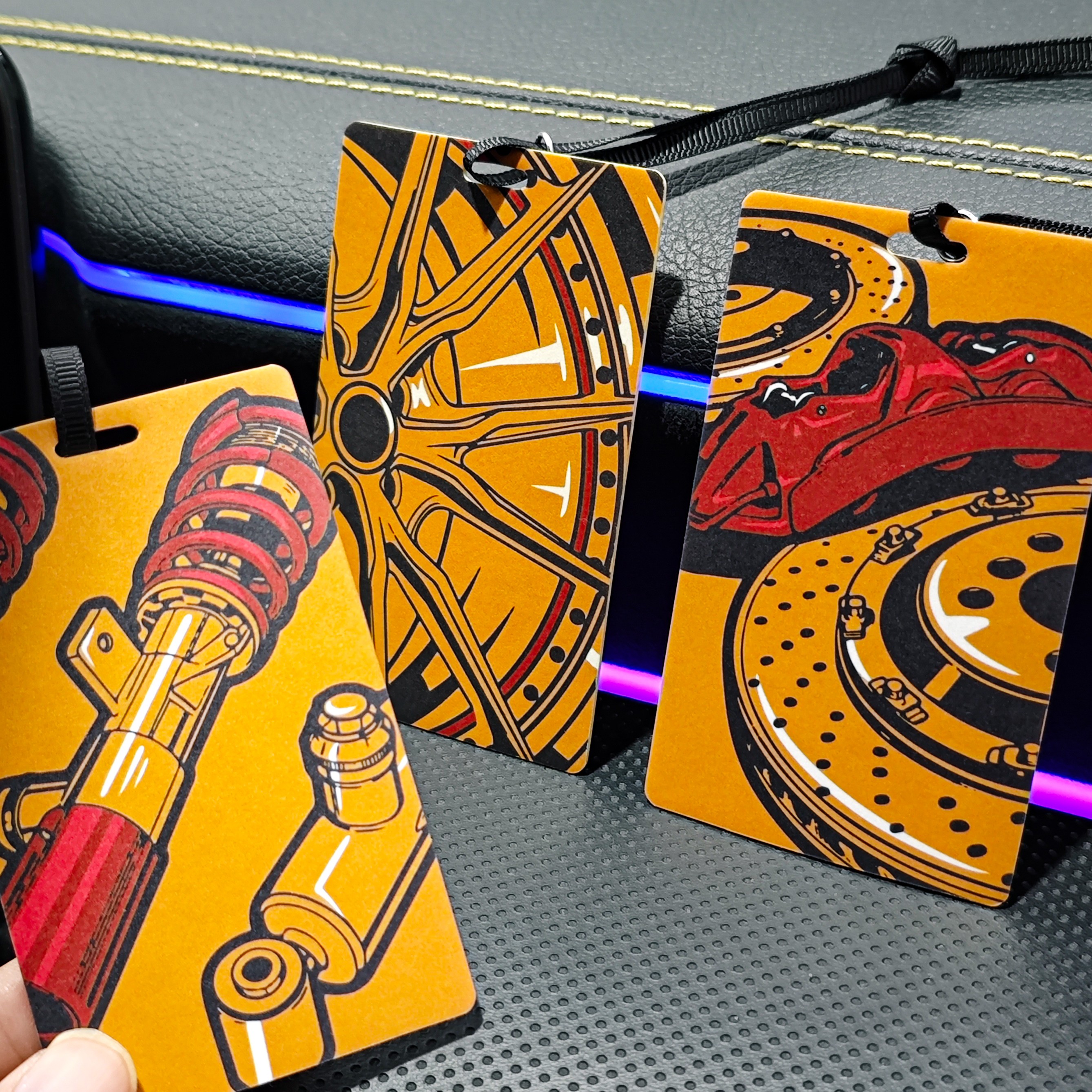 【玩车三件套系列】手绘漫画图案香薰片（3片装）