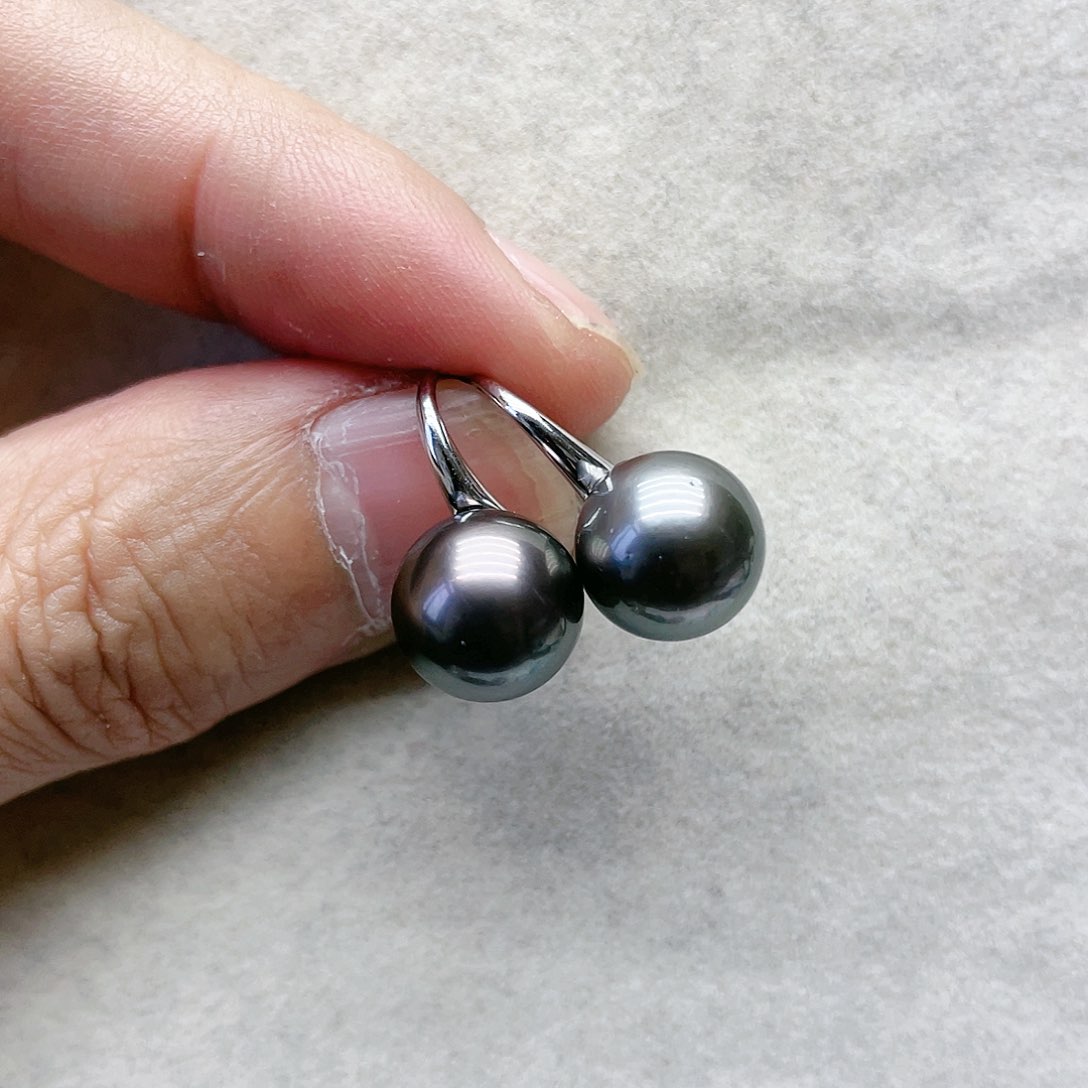 海水珍珠耳饰银S925镶嵌