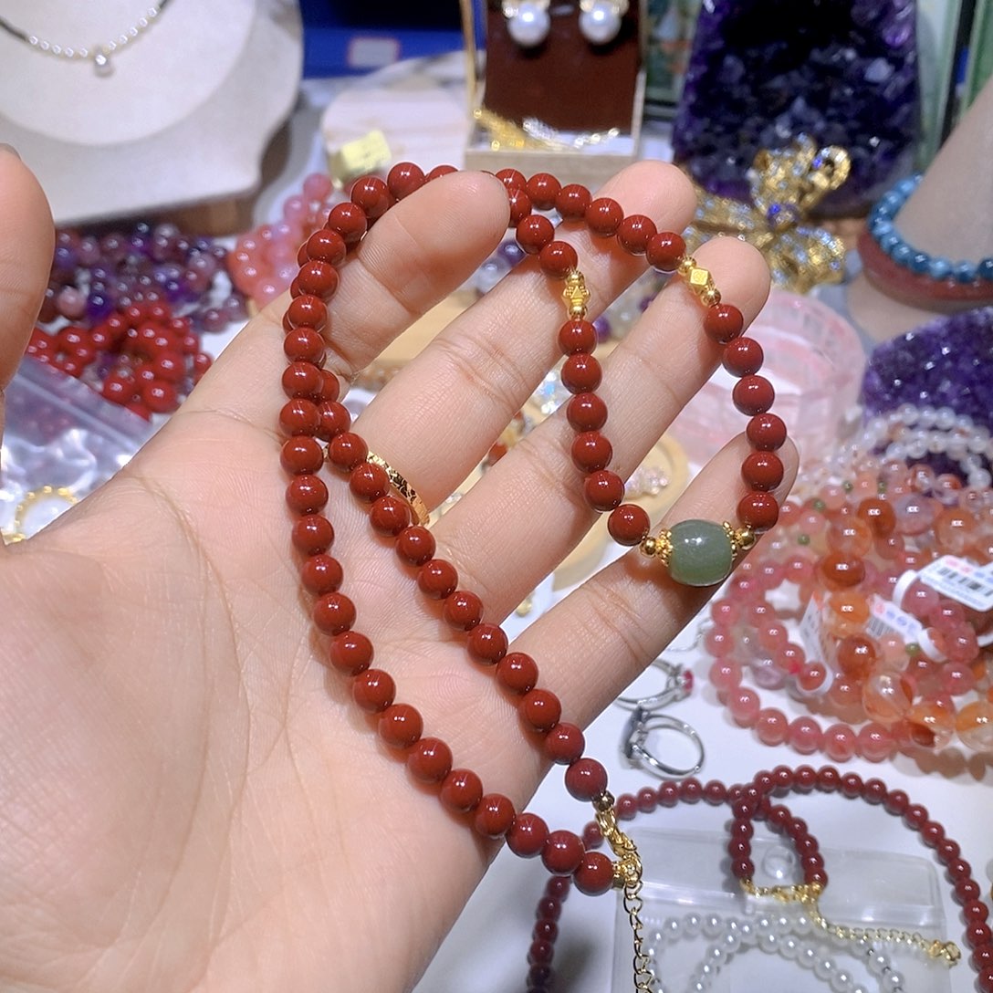 天然辰砂中高含量设计款项链