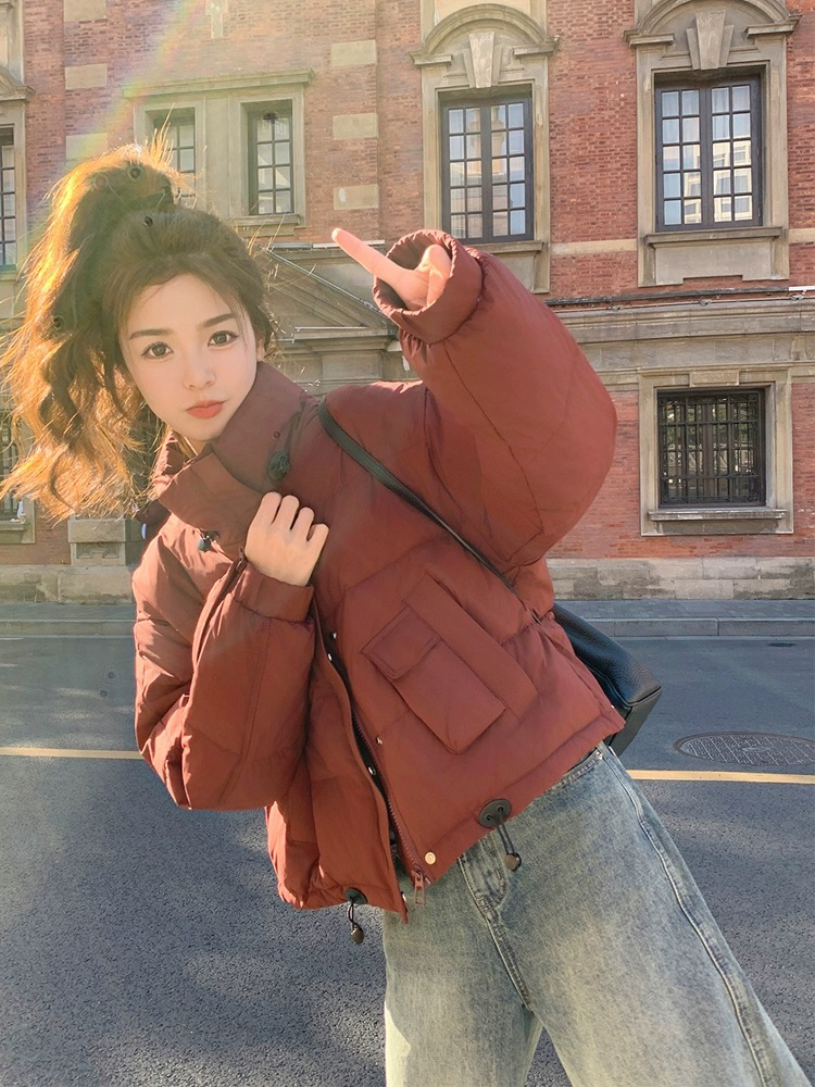 25新款 设计感 时尚小个子羽绒服女宽松短款气质显瘦白鸭绒冬外套