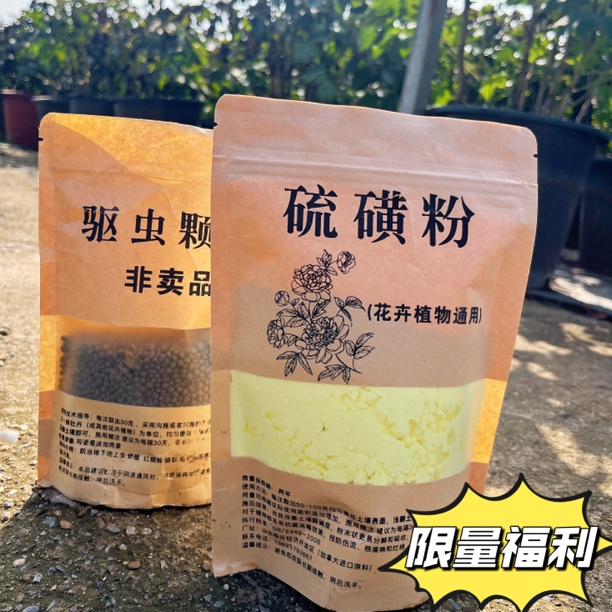 硫磺粉送驱虫颗粒，牡丹芍药防根腐病防烂根黑根改善土质