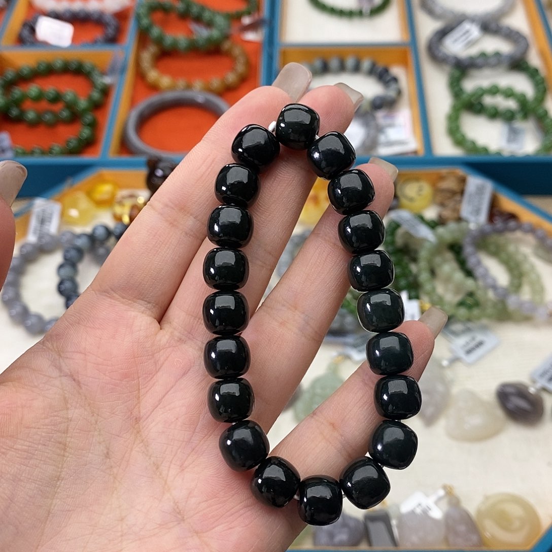 和田玉未镶嵌手链w7和田玉青玉9*10