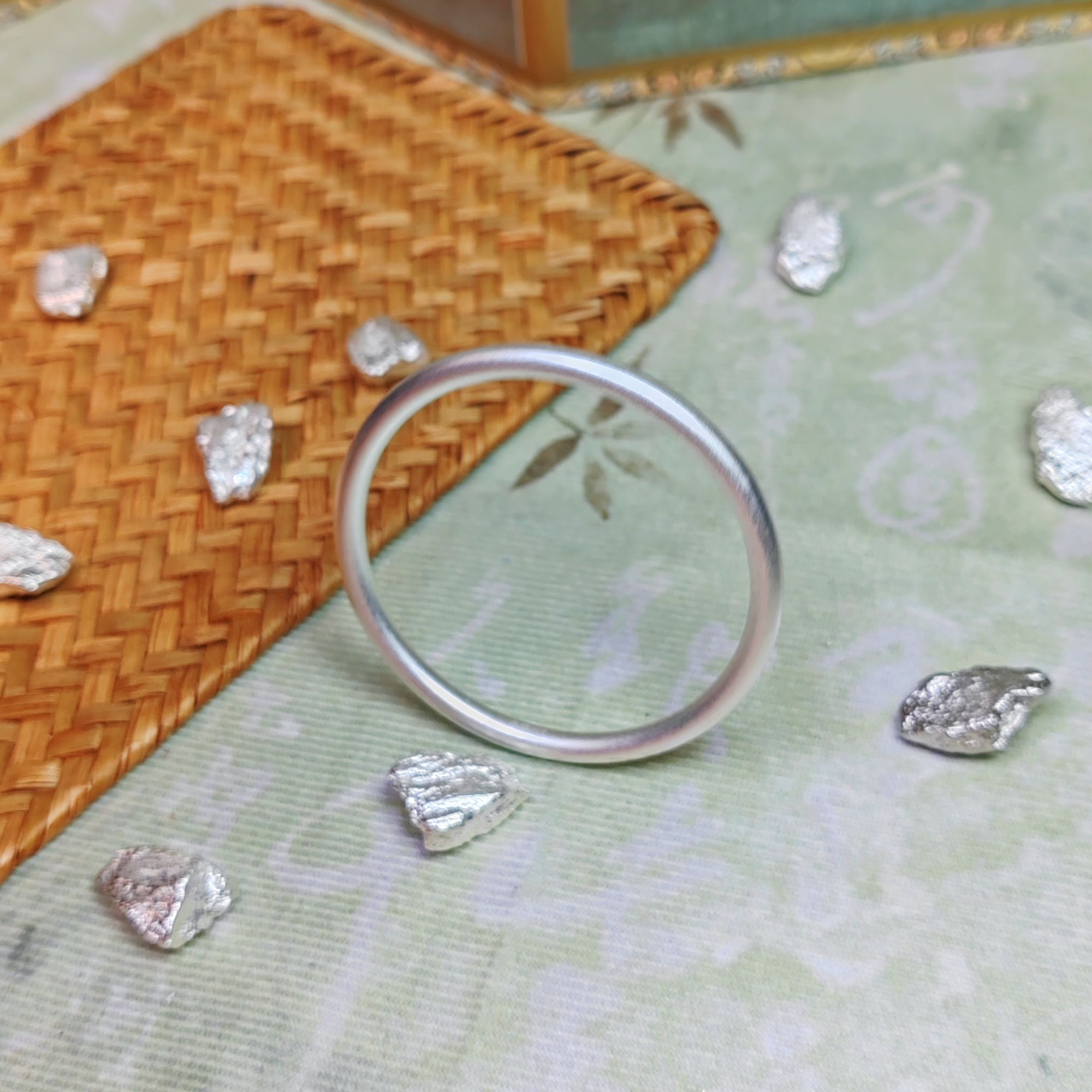 足银手镯 古法素圈手镯