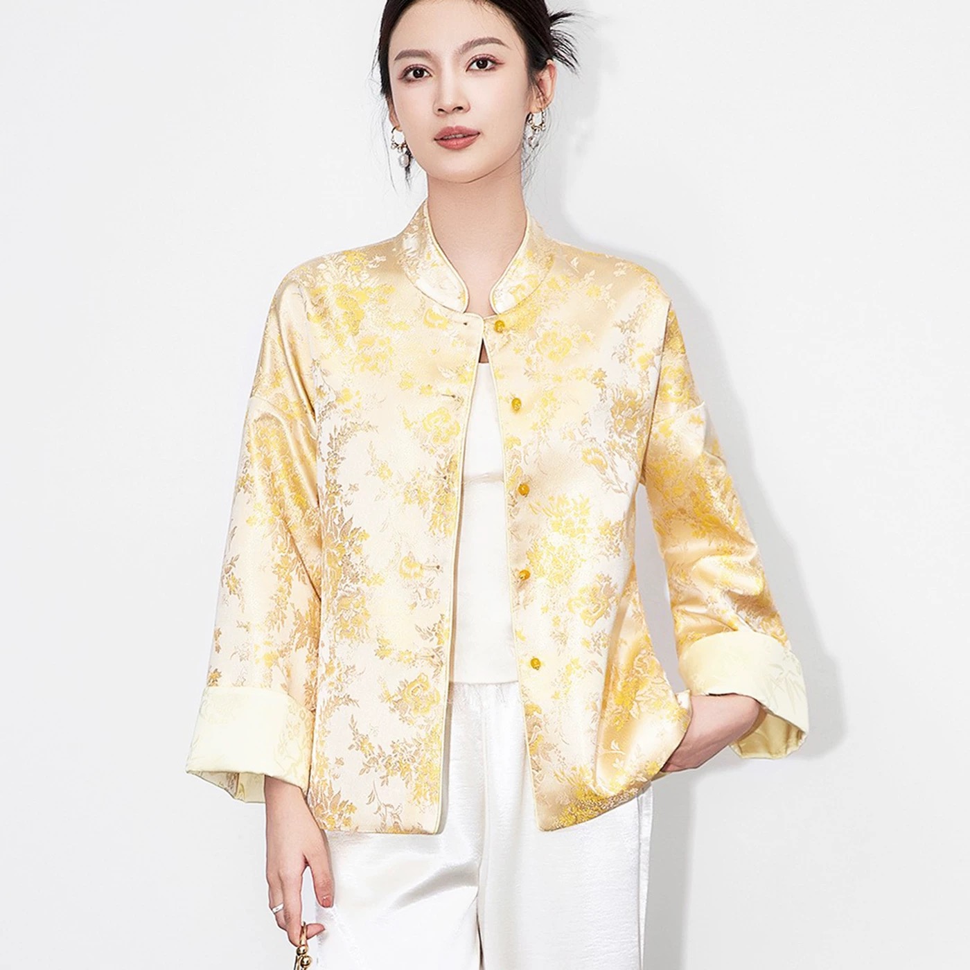 MIKI【日照金山】新中式国风提花金线浮雕宽松双面穿外套