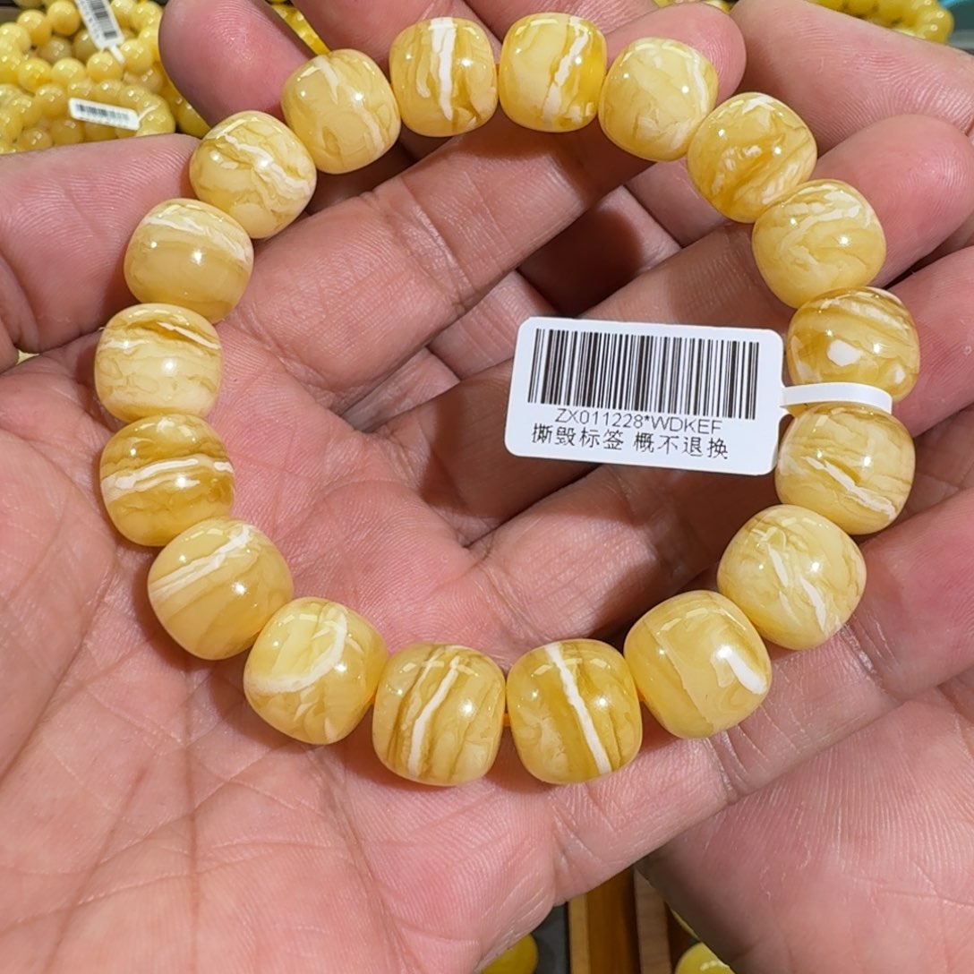 琥珀手链未镶嵌13.1m同料老型虎皮花蜡串25.2