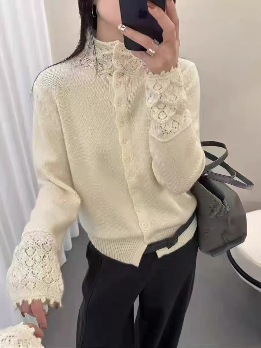 九佳 超舒服韩系打底网红新款显瘦高领纽扣开衫毛衣