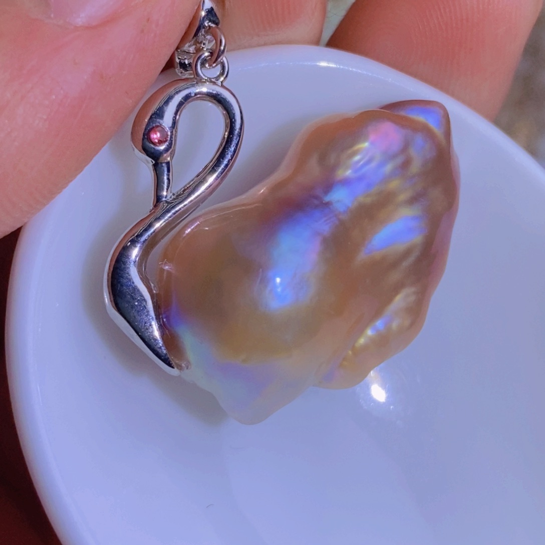 银S925镶嵌天然淡水珍珠淡水珍珠