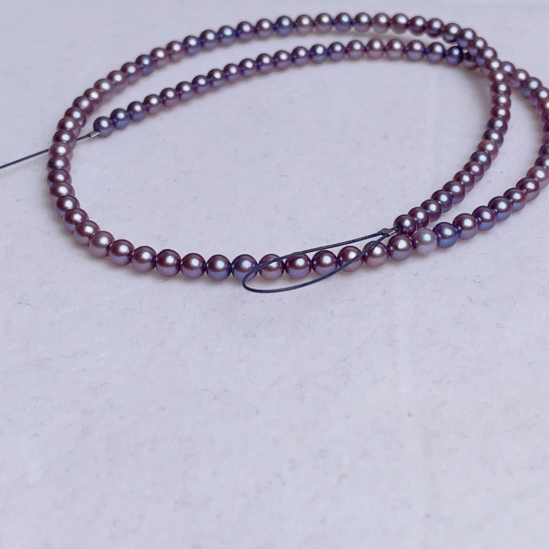 淡水珍珠银S925镶嵌颈饰紫色全珠