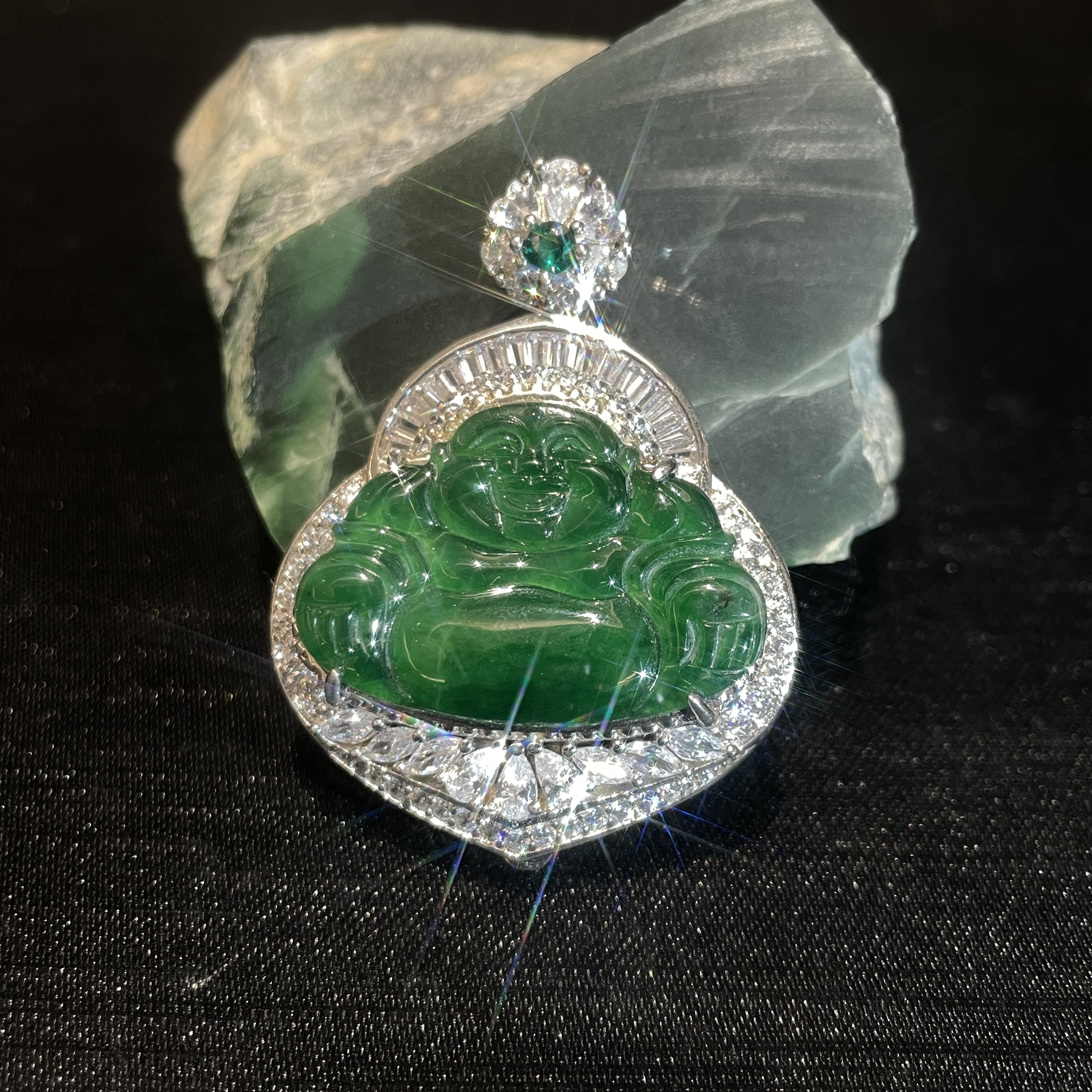 【大佛樽】乔亨美学纯天然a货翡翠佛公吊坠