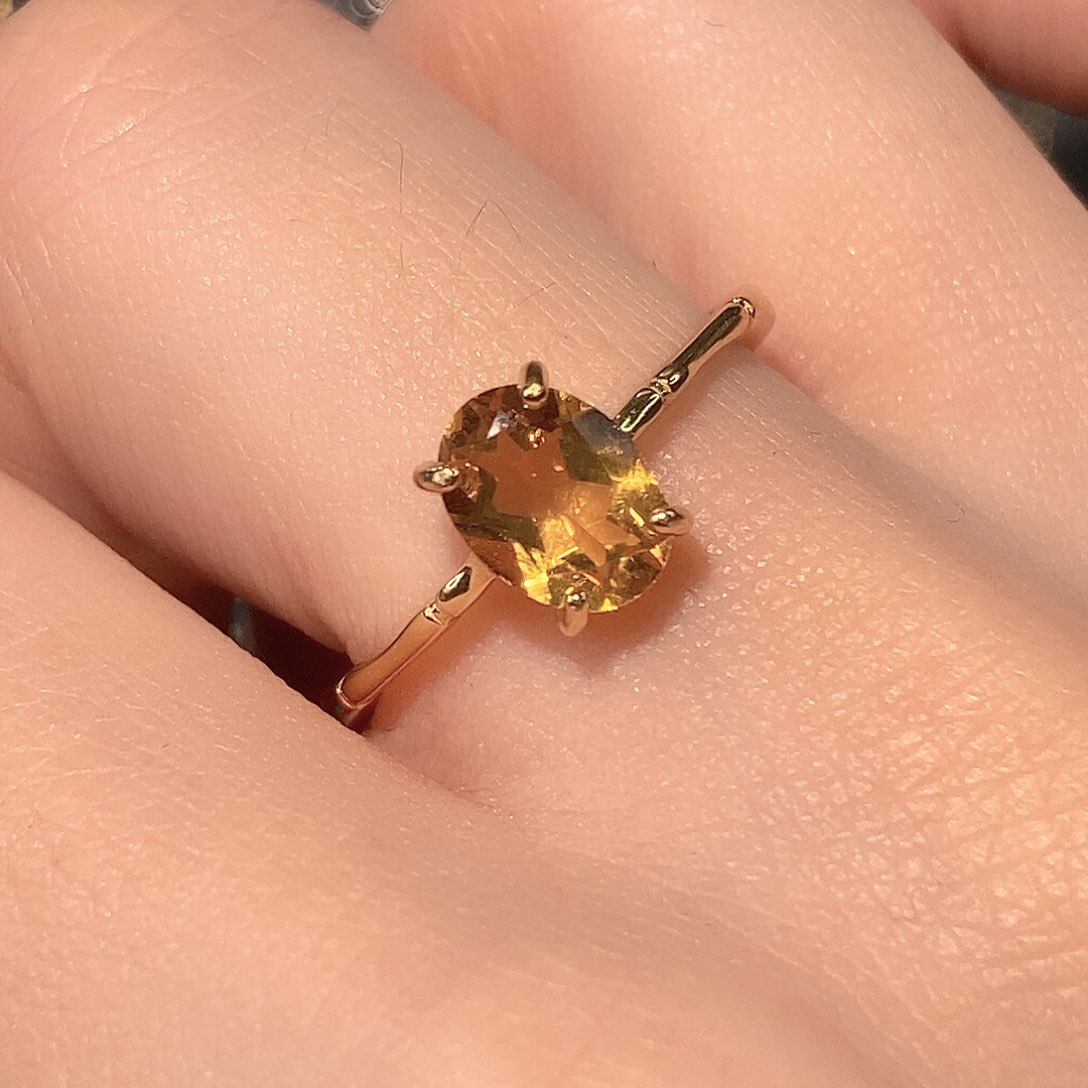 黄晶戒指银S925镶嵌戒指