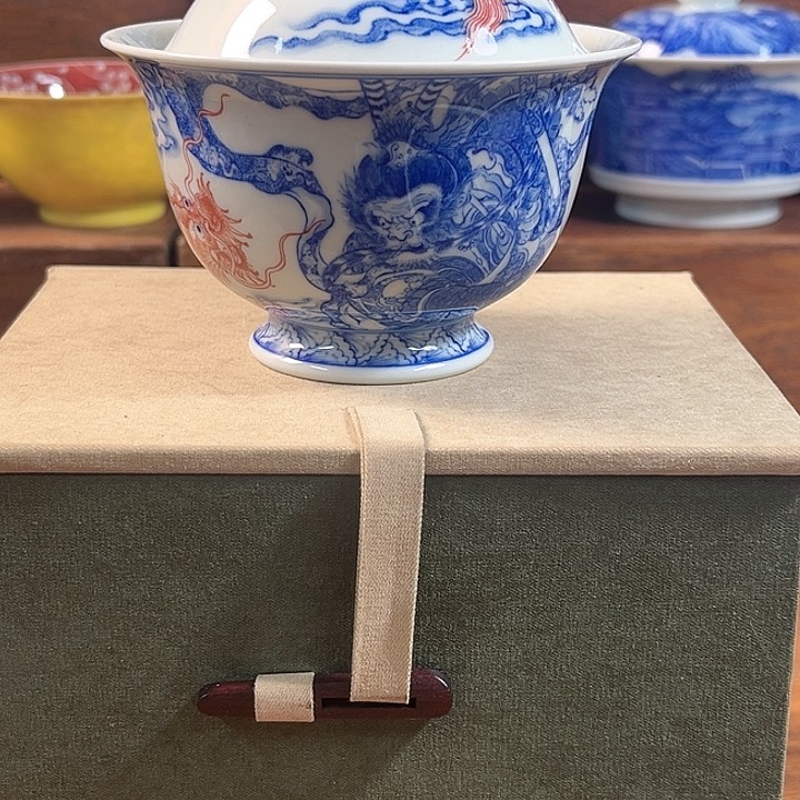 泥塑霸****盖碗手工手绘