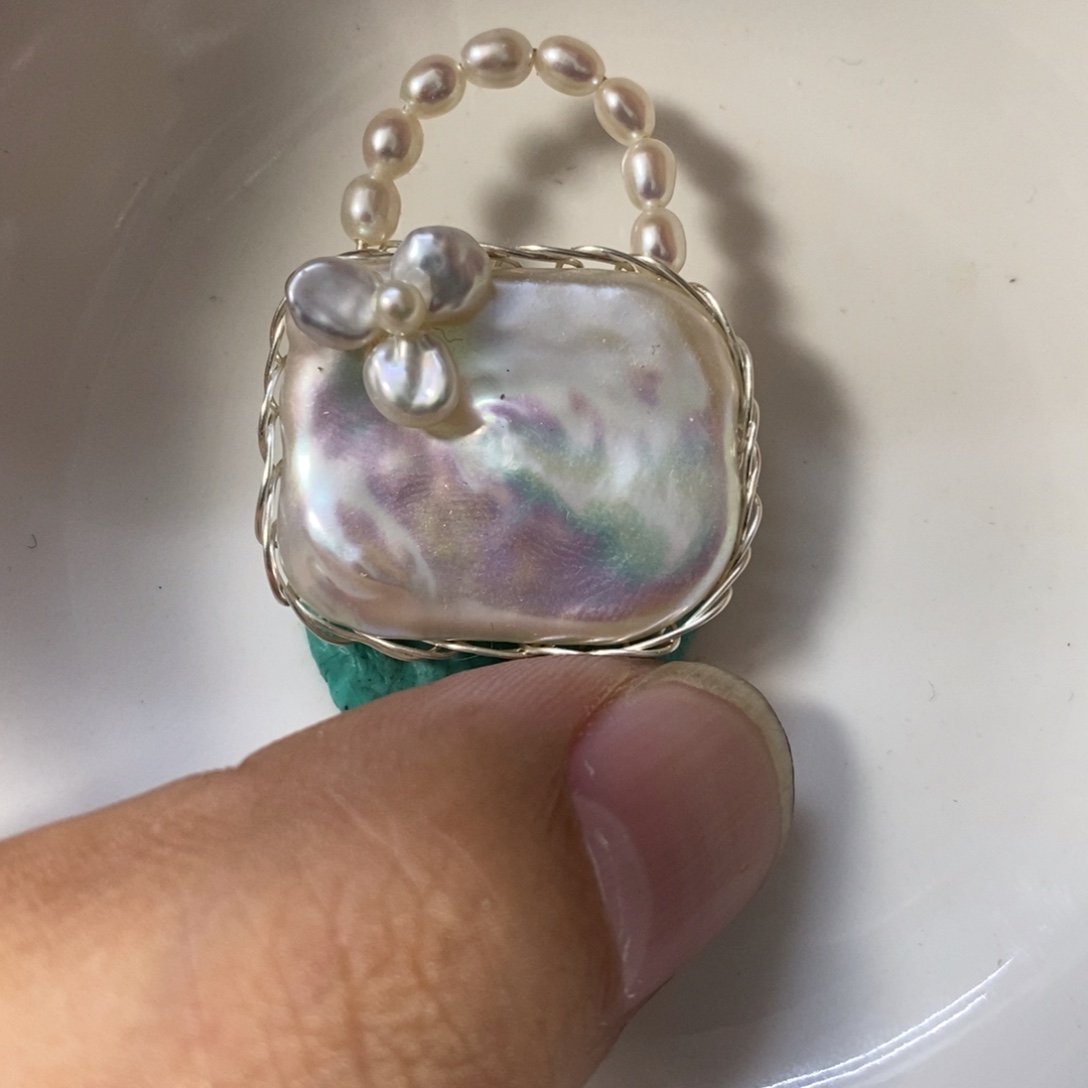 心***梁淡水珍珠合金吊坠