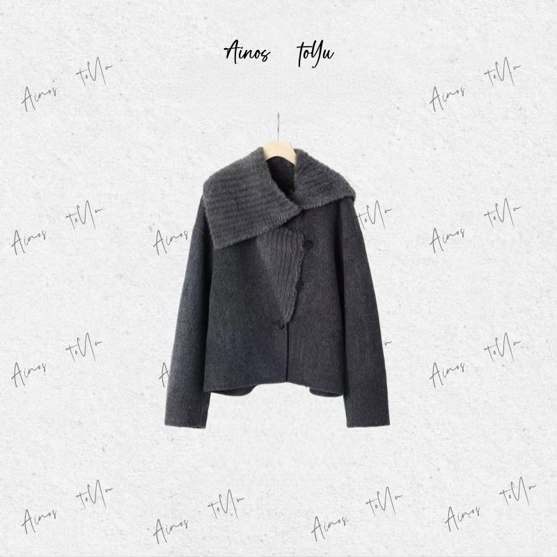 【艾家商场同款】2025冬季新款时尚披肩双面呢外套女毛呢大衣1029