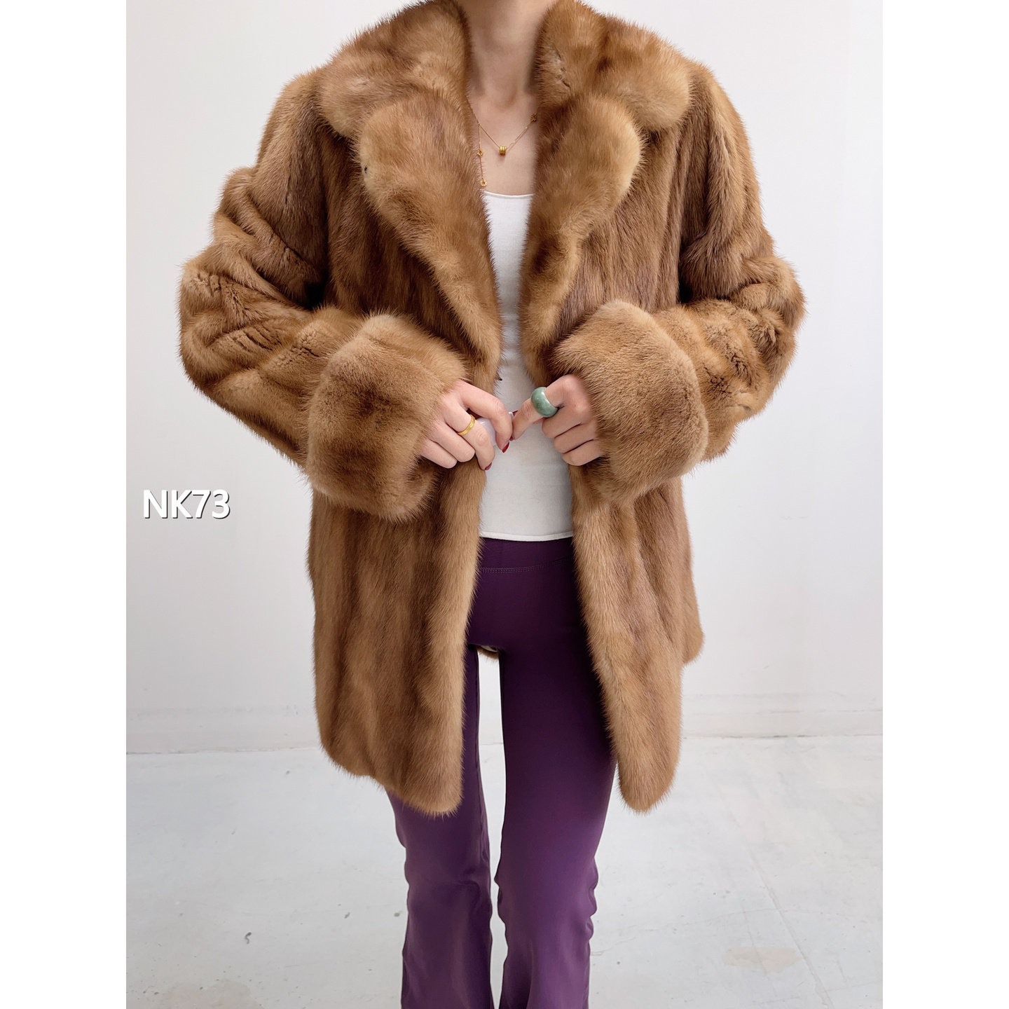【NK73】M 奶茶棕短款全抽水貂大衣女（肩42胸104衣73袖62）10073