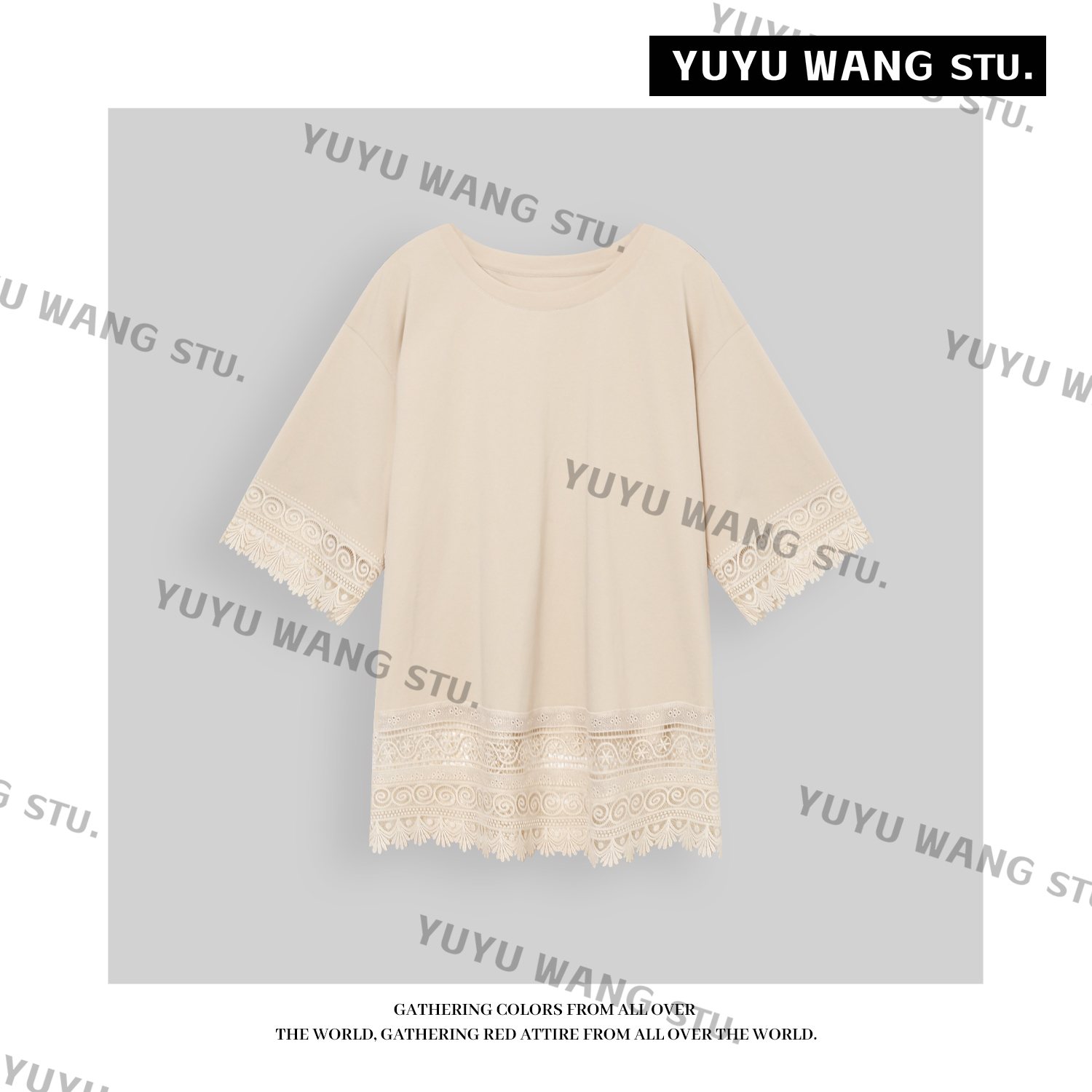 YUYU WANG 【盏月】T恤 RBL2SC271蕾丝