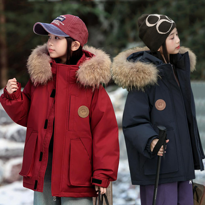 女童羽绒服中长款冬季2025新款加厚儿童洋气男童中大童白鸭绒外套