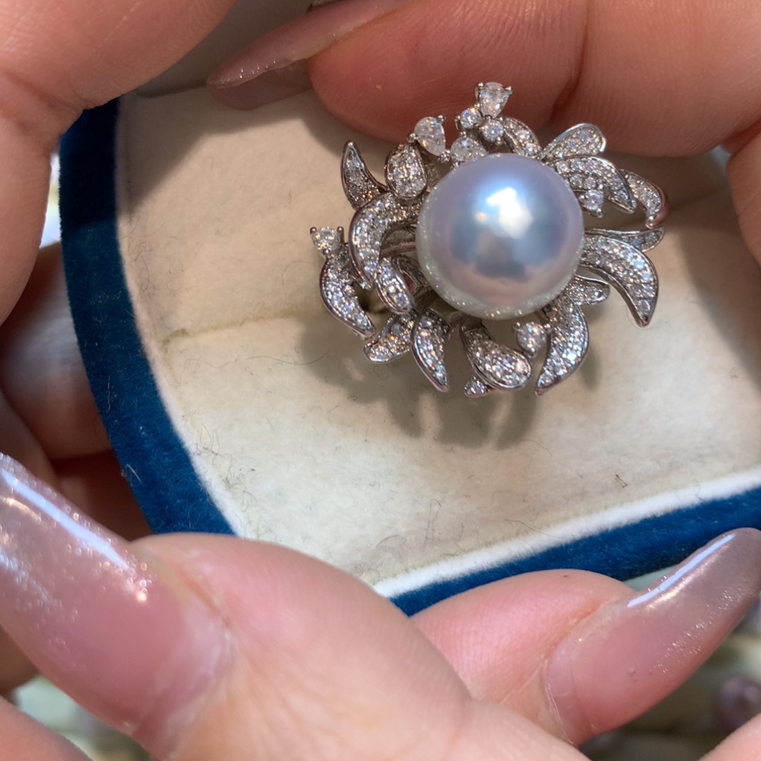 海水珍珠戒指银S925镶嵌