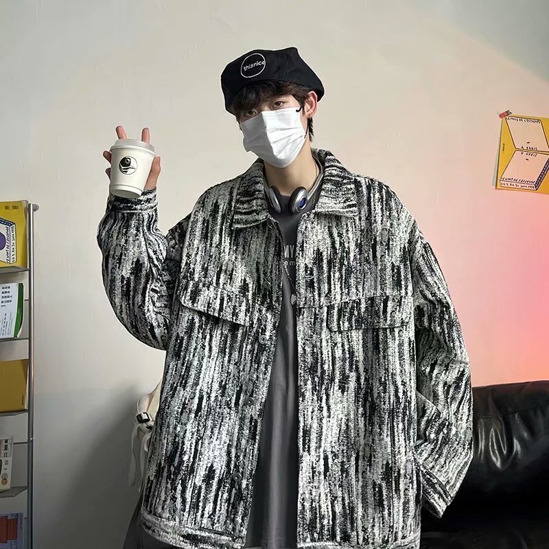 Y901春秋季个性扎染外套男宽松美式复古港风炸街痞帅夹克潮2025年