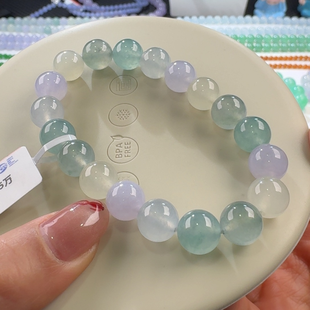 翡翠颈饰未镶嵌力推正冰马卡龙单圈10mm