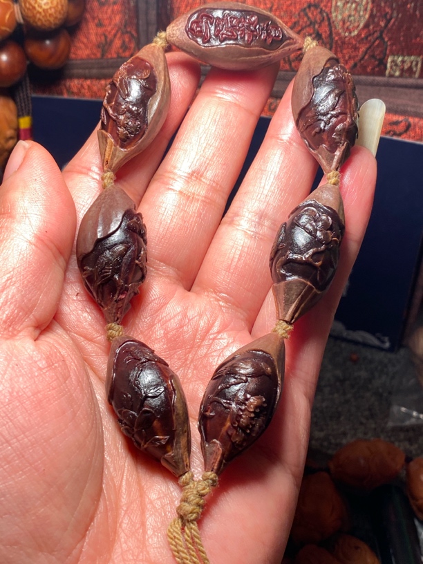 福利苏工核雕手工雕刻天然紫核，紫气东来，鸟语花香，喜上眉梢