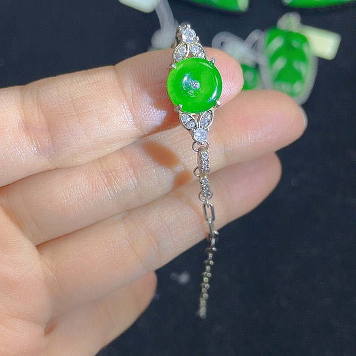 翡翠吊坠(不含链)银S925镶嵌