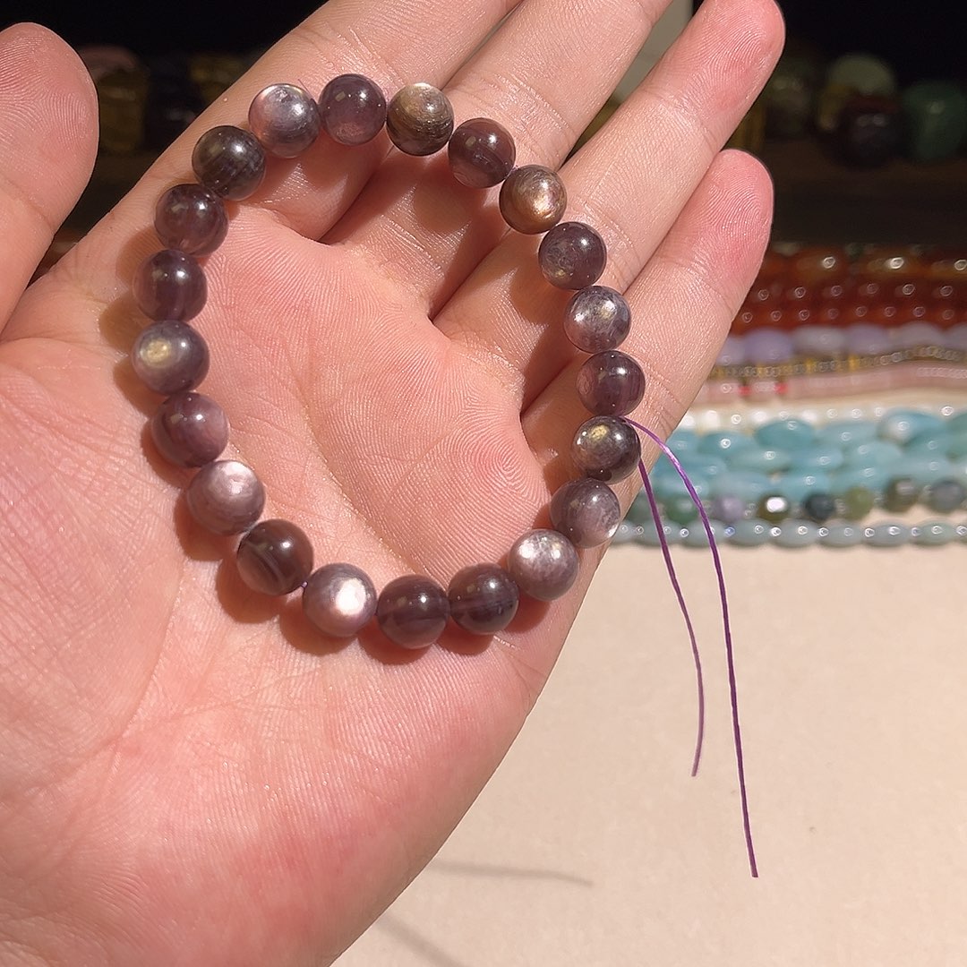 玛瑙/玉髓未镶嵌珠宝半成品紫锂云母卡10mm