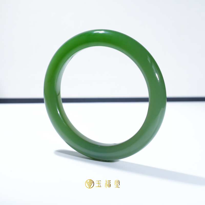 玉福堂 | 俄罗斯和田玉碧玉粉绿手镯玉石镯子玉镯女款55mm