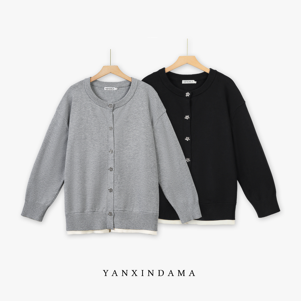 大码女装300斤胖MM韩版休闲圆领拼接宽松显瘦毛针织衫8033