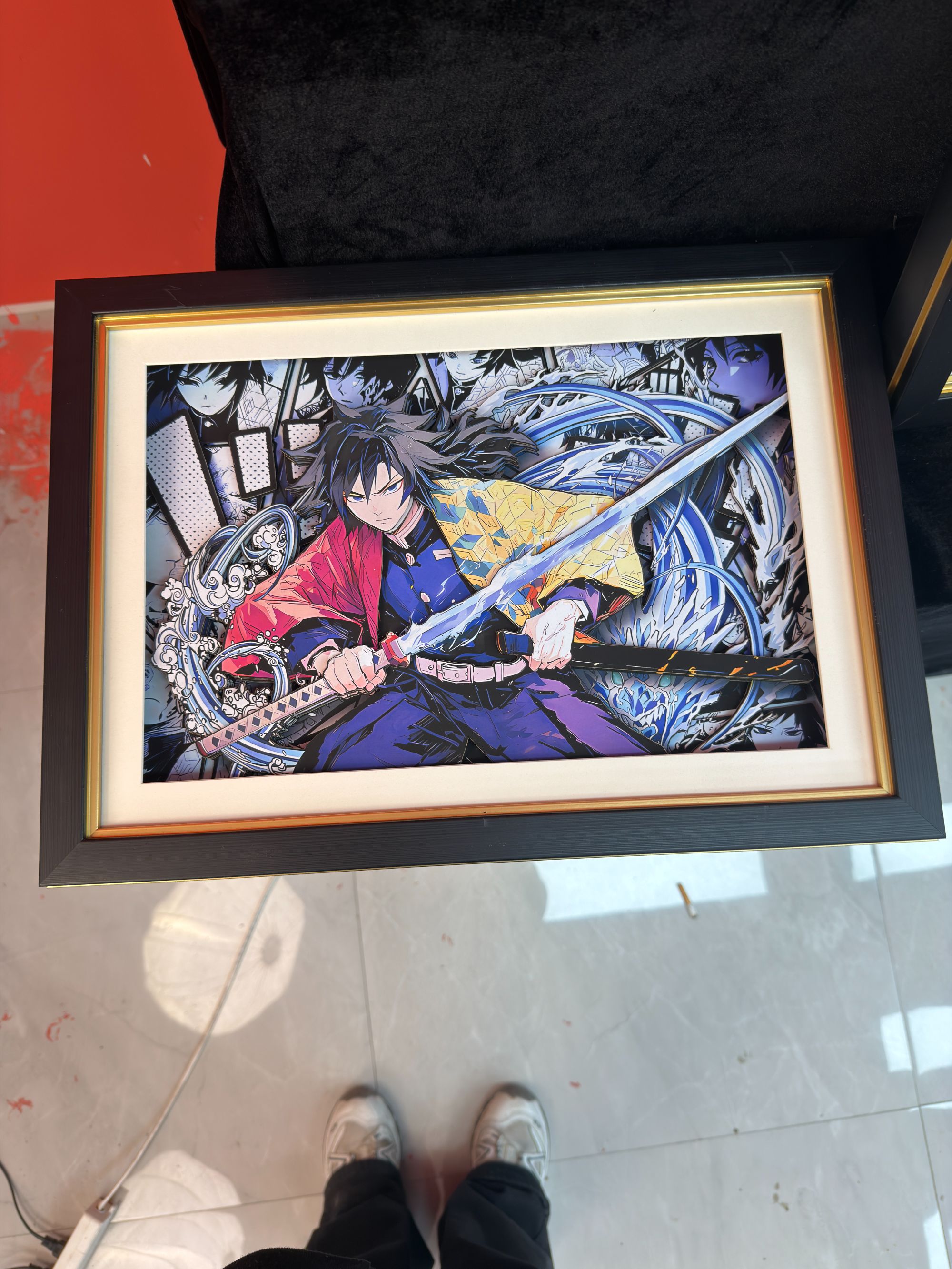 【鬼灭】福冈义勇立体镂空装饰画摆件