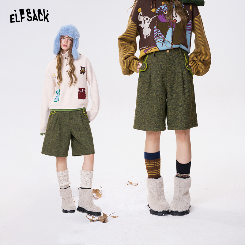 【臻臻专属】妖精的口袋复古小香风五分裤女2025年冬季新款宽松