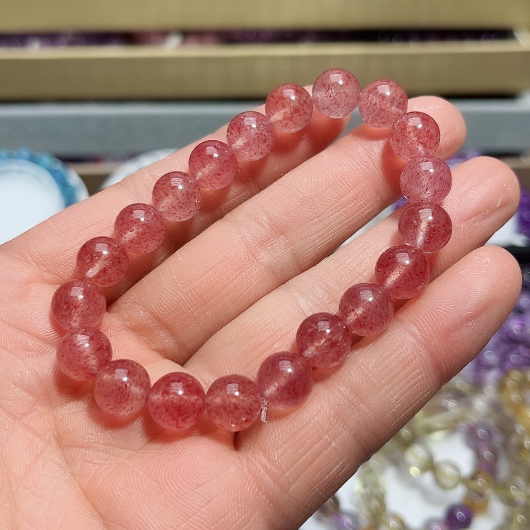 水晶手链未镶嵌提**长白水体草莓晶9.6