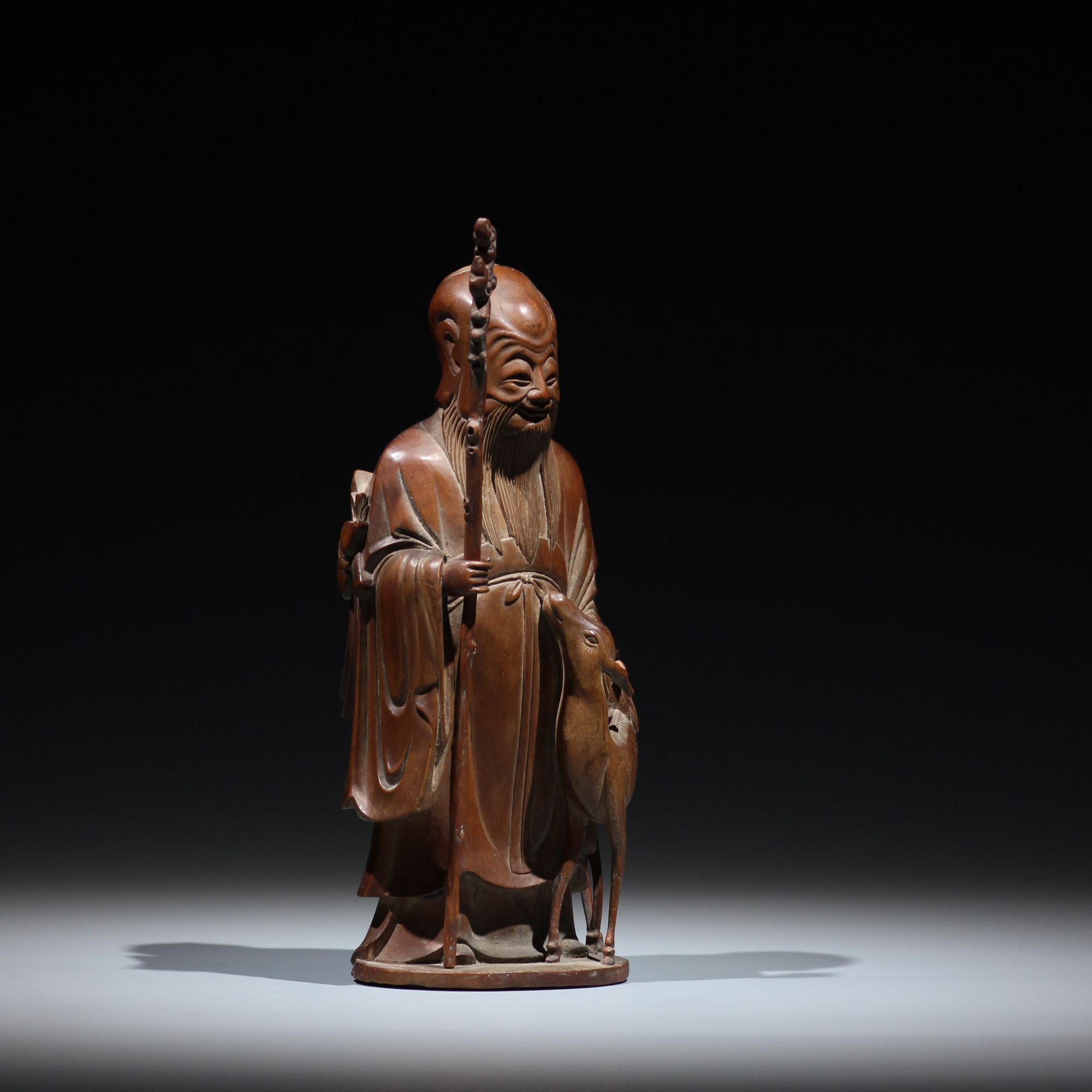 明代 黄杨木作南极仙翁摆件