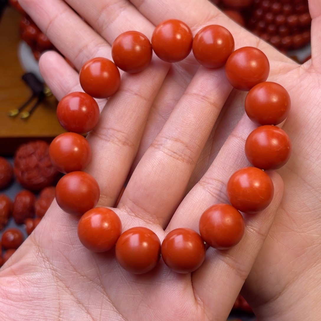 南红玛瑙保山圆珠手串未镶嵌小*