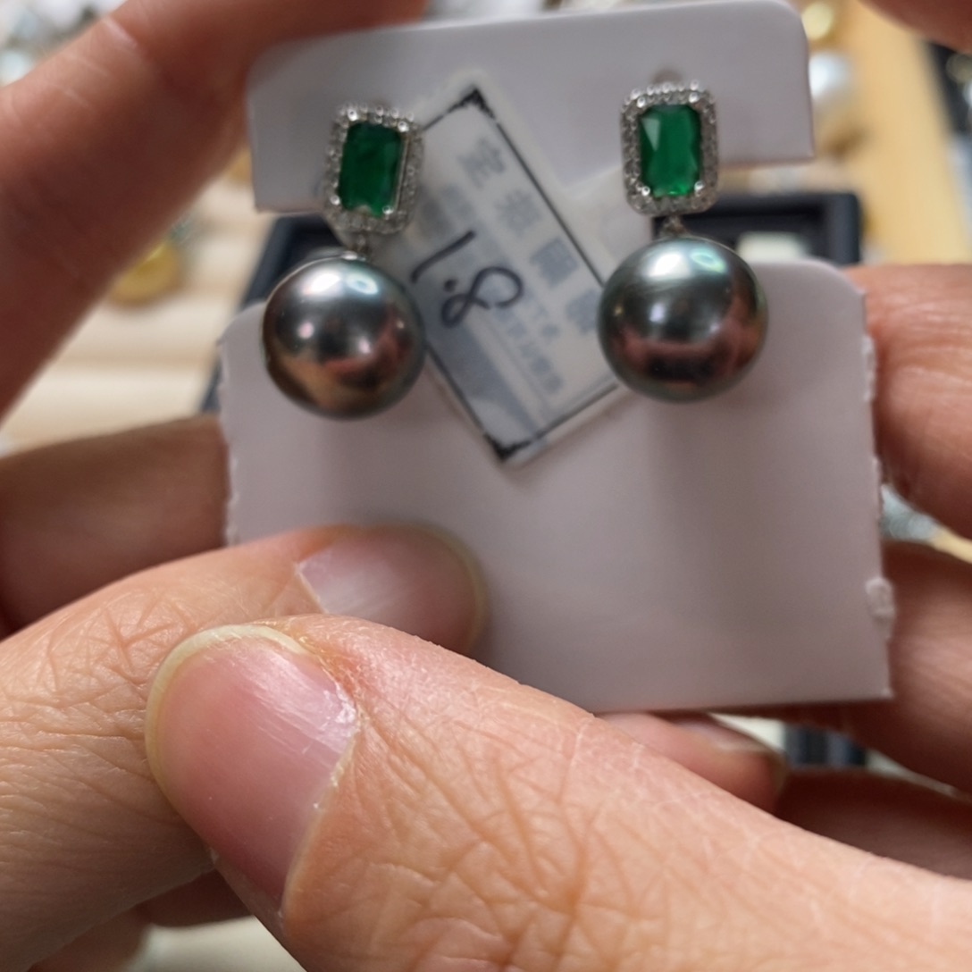 海水珍珠耳饰银S925镶嵌