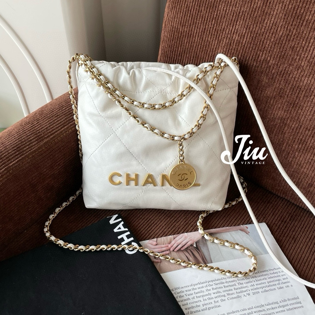 99新 Chanel/香奈儿 23A 22bag白金小号芯片尘袋 BJM7-3322