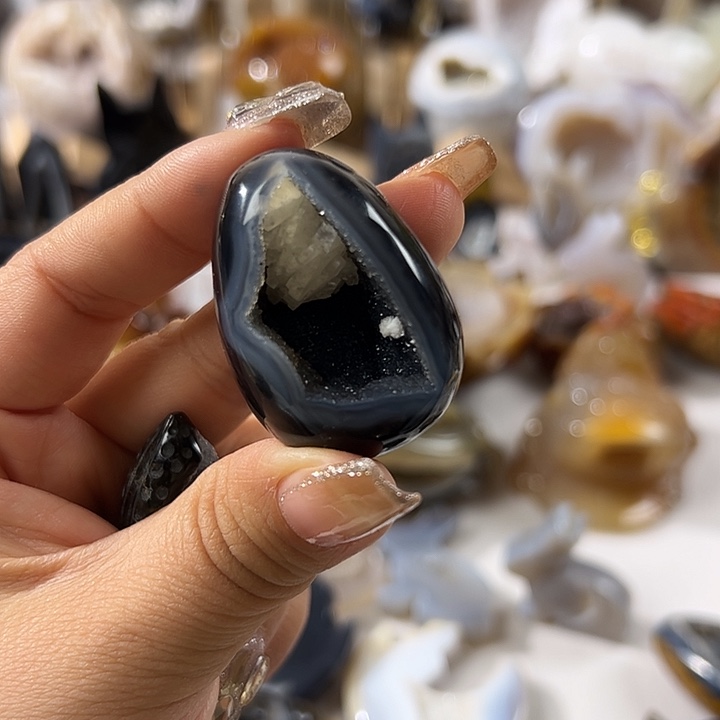 玛瑙/玉髓无未镶嵌Y**I九眼蛋