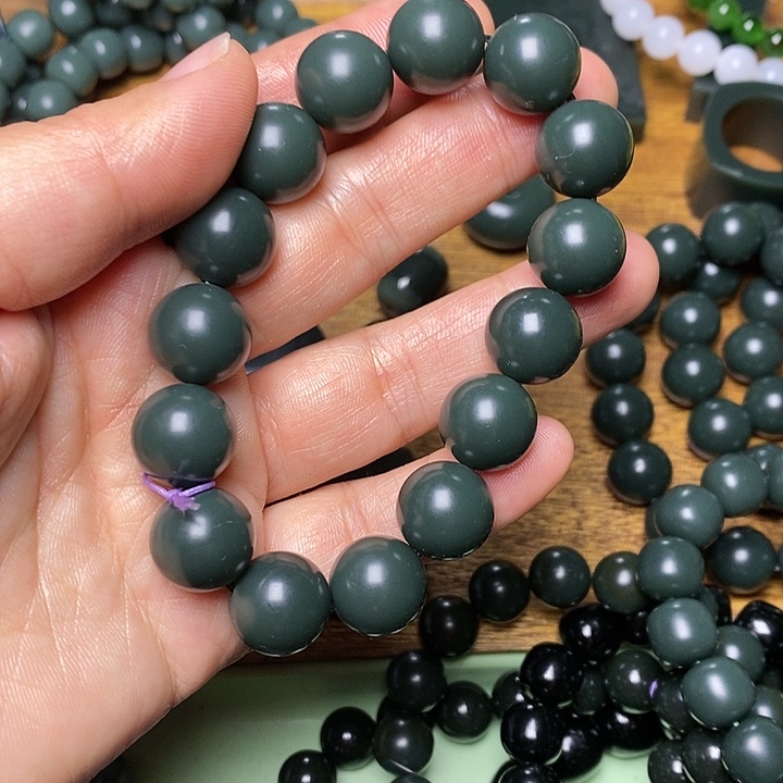 和田玉（青玉）未镶嵌手链和田玉青海格尔木蓝调卡14